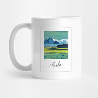 Alaska Mountains Landscape Travel Poster Retro Wall Art Illustration Mug